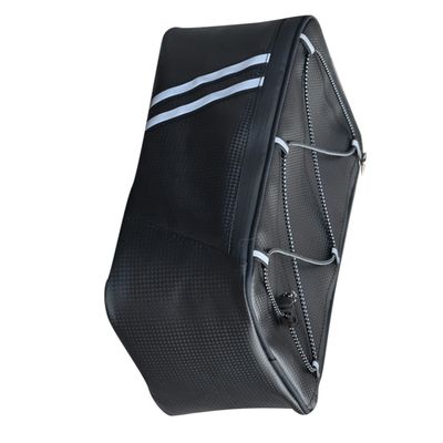 PAMINGONO Large Capacity Cycling Bag Bike Pannier Rear Saddle Bag Reflective Strips Double Zipper Pu Leather