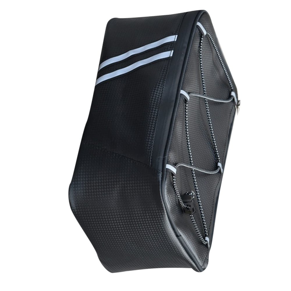 PAMINGONO Large Capacity Cycling Bag Bike Pannier Rear Saddle Bag Reflective Strips Double Zipper Pu Leather