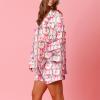 Aonoapll Women Christmas Pajama Shorts Set Pink Santa Bow Long Sleeve Button Shirt Shorts 2 Piece Loungewear Sleepwear(Santa Pink,Medium) view 3