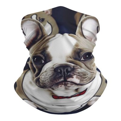 VFMNT Neck Gaiter for Women Men Cute French Bulldog Bandana Balaclava Face Mask Elastic Face Scarf Windproof Head Wrap Cooling Breathable Face Cover for Cycling Sports Outdoor