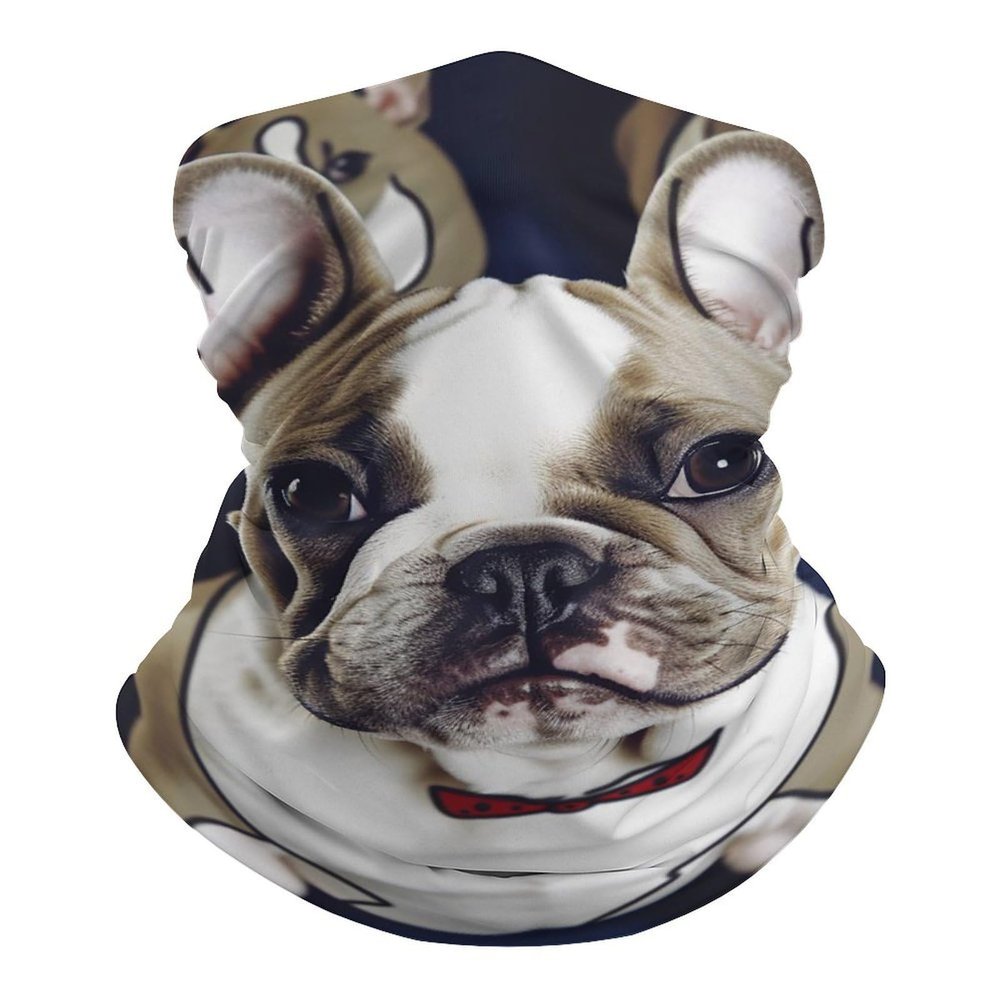 VFMNT Neck Gaiter for Women Men Cute French Bulldog Bandana Balaclava Face Mask Elastic Face Scarf Windproof Head Wrap Cooling Breathable Face Cover for Cycling Sports Outdoor