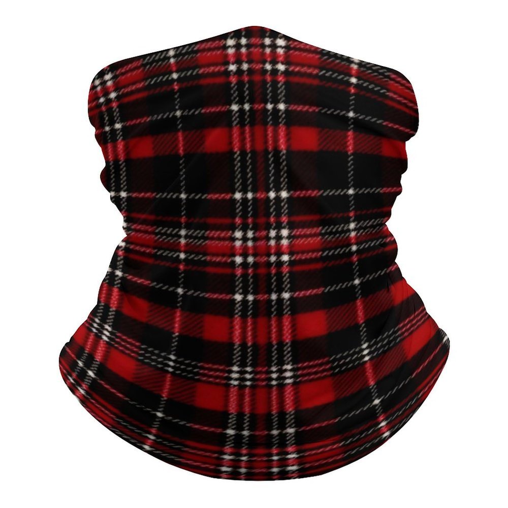 VFMNT Neck Gaiter for Women Men Red And Black Plaid Bandana Balaclava Face Mask Elastic Face Scarf Windproof Head Wrap Cooling Breathable Face Cover for Cycling Sports Outdoor