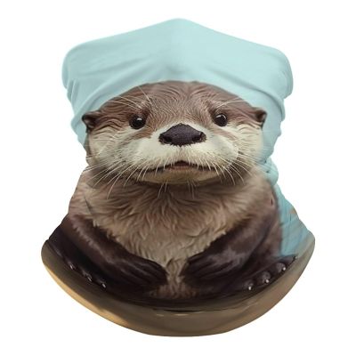 VFMNT Neck Gaiter for Women Men Cute Otter Bandana Balaclava Face Mask Elastic Face Scarf Windproof Head Wrap Cooling Breathable Face Cover for Cycling Sports Outdoor
