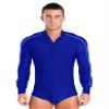 Winnrchan Men's Sequins Dance Shirts Unitard Long Sleeve Bodysuit Ballroom Salsa Samba Dance Leotard Tops Blue Large view 1