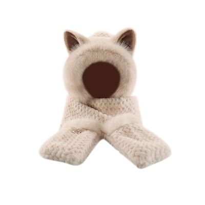haozaikeji Winter Animal Hood Scarf Hat 3-in-1 Multi-Functional Animal Hat Faux Fur Winter Hats Novelty Hats with Paw Pocket
