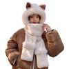 haozaikeji Winter Animal Hood Scarf Hat 3-in-1 Multi-Functional Animal Hat Faux Fur Winter Hats Novelty Hats with Paw Pocket view 2