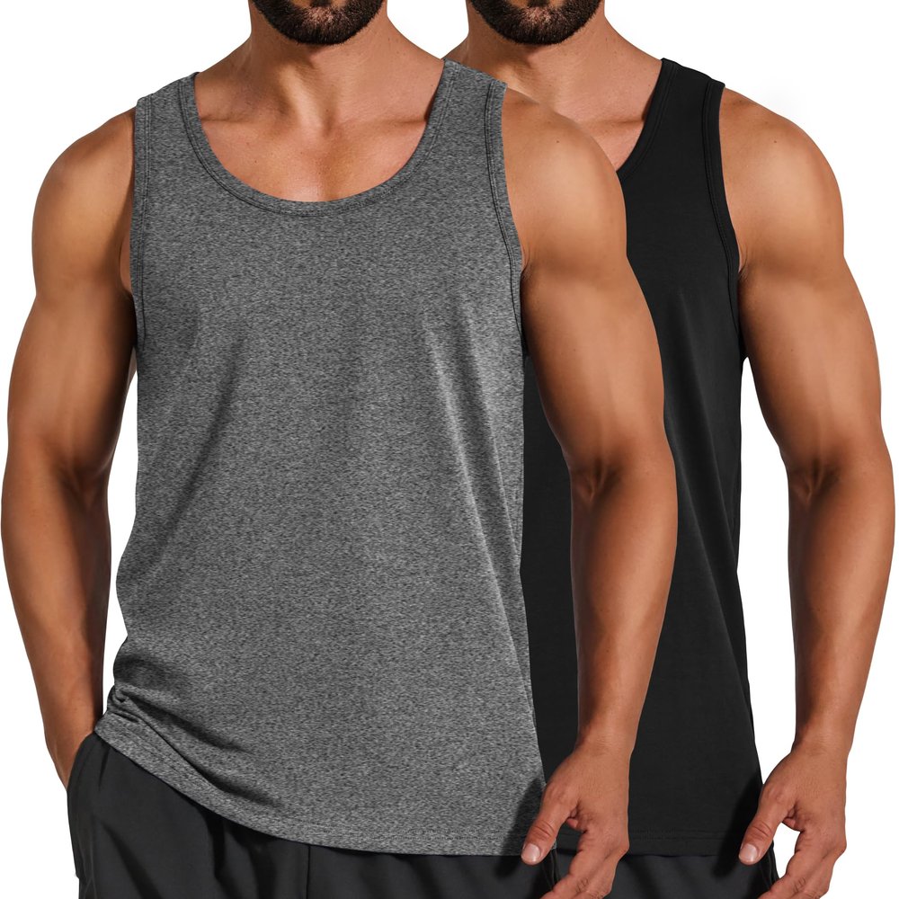 COOFANDY Mens Workout Tank Top Cotton Sleeveless Muscle T Shirts for Running Fitness