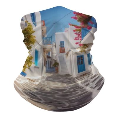 VFMNT Neck Gaiter for Women Men Greece Street Bandana Balaclava Face Mask Elastic Face Scarf Windproof Head Wrap Cooling Breathable Face Cover for Cycling Sports Outdoor