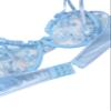 Lilosy Petite Sexy Cute Underwire Push Up Strappy Heart Embroidered Mesh Sheer Lingerie Set for Women Bachelorette See Through Bra and Panty 2 Piece Bow Light Blue XXX-Small view 4