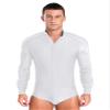 vastwit Mens One-Piece Latin Tango Dance Shirt Leotard Shiny Unitard Bodysuit Ballroom Dance Costume White Small view 1