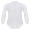 vastwit Mens One-Piece Latin Tango Dance Shirt Leotard Shiny Unitard Bodysuit Ballroom Dance Costume White Small view 3