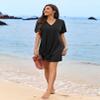 AI'MAGE Women's Bathing Suit Cover Up Short Sleeve Swimsuit Coverup V Neck Bikini Beachwear Twisted Mini Dress(Black, Small) view 3