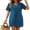 AI'MAGE Swimsuit Cover Ups for Women Short Sleeve Bathing Suit Coverup Casual Bikini Swimwear Beach Cover Up Dress(Blue, Small) view 1