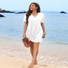 AI'MAGE Women's Bathing Suit Cover Up Short Sleeve Swimsuit Coverup V Neck Bikini Beachwear Twisted Mini Dress(White, Large) view 3