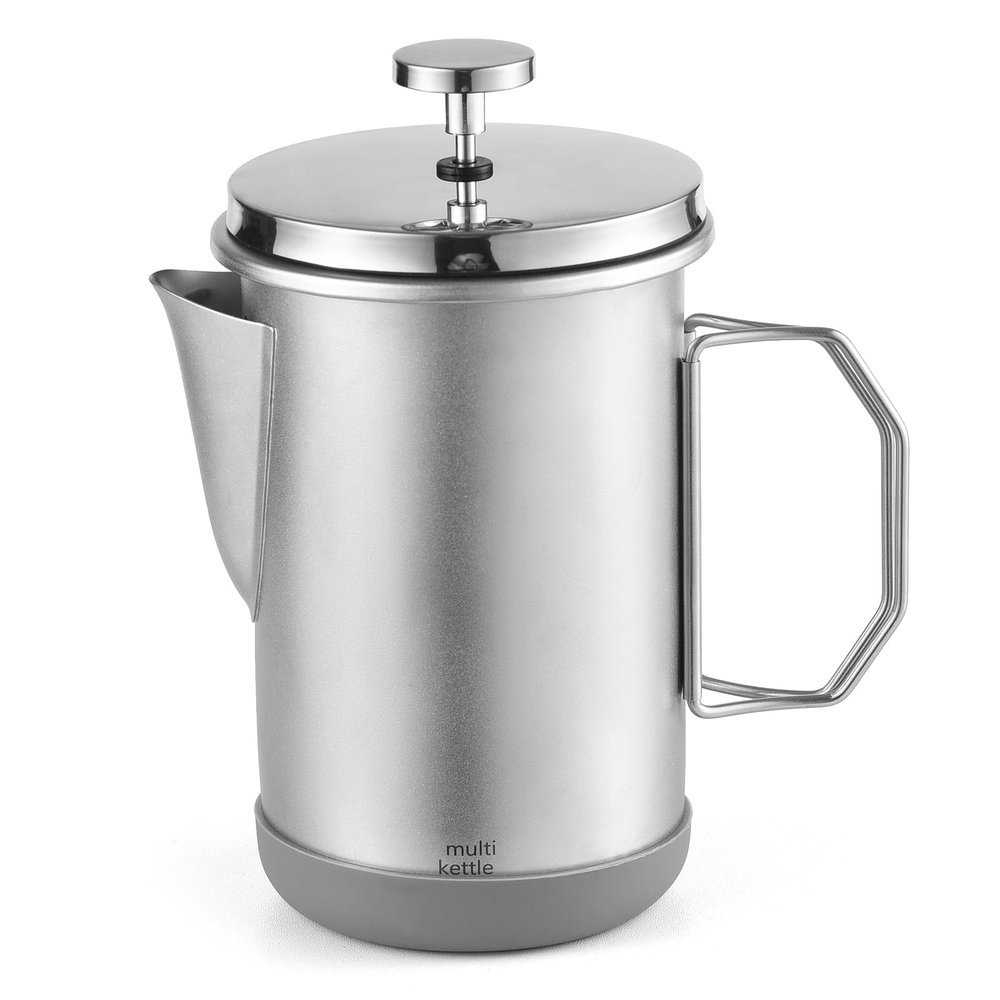 Lixada Camping Coffee Pot 1L French Press Coffee Maker with Foldable Handle Coffee Kettles Stainless Steel for Camping Picnic Home