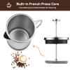Lixada Camping Coffee Pot 1L French Press Coffee Maker with Foldable Handle Coffee Kettles Stainless Steel for Camping Picnic Home view 3