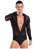 FEESHOW Men's Latin Dance Shirt Modern Dance Shirt Clubwear Black Medium view 2