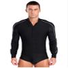FEESHOW Men Sparkly Rhinestones Latin Dance Shirt Ballroom Dance Shirt Stand Collar Button Down Leotard Black Large view 1