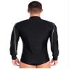 FEESHOW Men Sparkly Rhinestones Latin Dance Shirt Ballroom Dance Shirt Stand Collar Button Down Leotard Black Large view 2