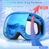 ITOWE Kids Ski Goggles for 3-14, Snow Goggles for Boys Girls, Winter Sports Snowboard Goggles for Child Toddlers Youth Anti Fog 100% UV Protection (Revo Blue) view 2
