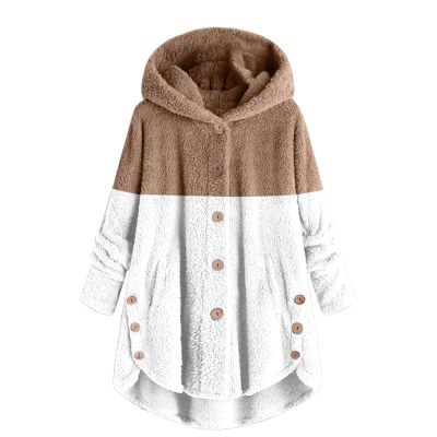 Lolvmvchi When Is Sherpa Hoodie Women Early Deals Winter Jackets For Women Split Fashion Casual Long Sleeve Plush Coat (Khaki, Xxxxxl)