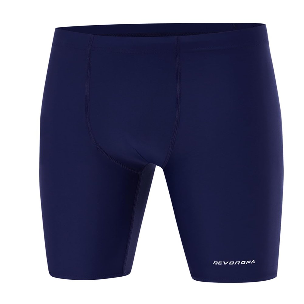 DEVOROPA Boys' Swim Jammers Husky Youth Competitive Swim Team Suit Quick Dry Athletic Swimsuit Swimming Trunks Broad Shorts UPF 50+ Navy XS