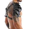 Medieval Knight Shoulder Armor Vintage Viking Pauldrons Halloween Men Faux Leather Shoulder Guard for Cosplay LARP Ren Faire (Metal Ring) view 3