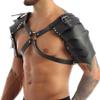 Medieval Knight Shoulder Armor Vintage Viking Pauldrons Halloween Men Faux Leather Shoulder Guard for Cosplay LARP Ren Faire (Metal Ring) view 4