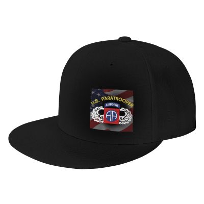 82nd Airborne Division US Paratrooper Veteran Hats Adjustable Fashion Flat Bill Baseball Cap Trucker Caps for Outdoor Adult Black
