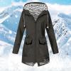 Sale Sign Fuzzy Jackets For Women Early Deals Winter Jackets For Women Outdoor Plus Size Hooded Windproof Loose Coat Long Sleeve Windbreaker Zip (Grey, M) view 3