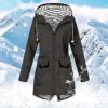 Sale Sign Fuzzy Jackets For Women Early Deals Winter Jackets For Women Outdoor Plus Size Hooded Windproof Loose Coat Long Sleeve Windbreaker Zip (Grey, M) view 4