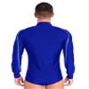 FEESHOW Men Sparkly Rhinestones Latin Dance Shirt Ballroom Dance Shirt Stand Collar Button Down Leotard Blue Small view 2