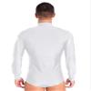 FEESHOW Men Sparkly Rhinestones Latin Dance Shirt Ballroom Dance Shirt Stand Collar Button Down Leotard White Medium view 2