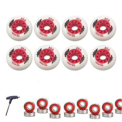 8 Pack 85A Inline Wheels 76mm Inline Skate Wheels with ABEC-9 Bearings Roller Skate Replacement Wheels for Girls Boys Outdoor Indoor (White)