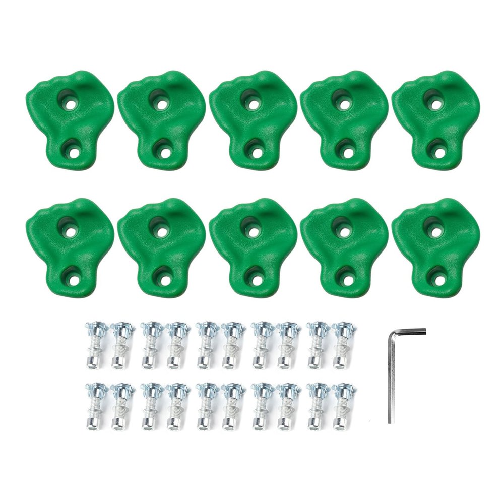 TYTOGE 10Pcs Rock Climbing Holds,Indoor Outdoor Rock Wall Climbing Kit,Comfortable Hand Feeling Climbing Rock Wall Grips for Kids Adults (Green)