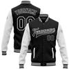 Custom Black and White Varsity Letterman Jackets for Women Men Youth Boys, Personalized Baseball Jersey, Design Your Bomber Coats Stitched Name Number Logo, Made Team Uniform for Family Business Club view 1