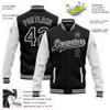 Custom Black and White Varsity Letterman Jackets for Women Men Youth Boys, Personalized Baseball Jersey, Design Your Bomber Coats Stitched Name Number Logo, Made Team Uniform for Family Business Club view 4