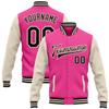 Personalized Pink Cream White and Black Letterman Baseball Jackets for Women Girls, Customized Varsity Bomber Jacket for Adults Youth, Made Your Team Jerseys Sports Uniform Casual Coats for Groups view 1