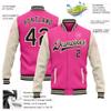 Personalized Pink Cream White and Black Letterman Baseball Jackets for Women Girls, Customized Varsity Bomber Jacket for Adults Youth, Made Your Team Jerseys Sports Uniform Casual Coats for Groups view 4