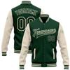 Custom Varsity Jackets Deep Green and Cream White Personalized Unisex Sports Sweatshirt Letterman Baseball Jacket Streetwear for Women Girls, Design Your Own Casual Coats Stitched Number Name Logo view 1