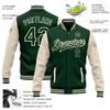 Custom Varsity Jackets Deep Green and Cream White Personalized Unisex Sports Sweatshirt Letterman Baseball Jacket Streetwear for Women Girls, Design Your Own Casual Coats Stitched Number Name Logo view 4