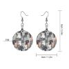 Drop Earrings Geometric Lightweight Dangle Drop Earrings with Cute Funny Grey Cats Pattern Printed Handmade Big Lightweight Geometric Retro Earrings for Women Jewelry Gifts view 2
