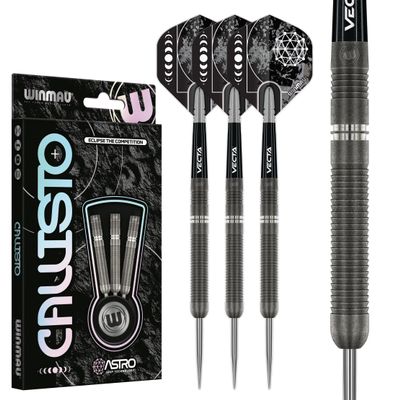 Winmau Darts Callisto 24g 90% Professional Tungsten Steel Tip Darts Set with Dart Flights and Dart Shafts (Stems)