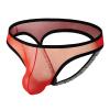 Mens Sexy Boxer Briefs Breathable Sexy Mesh See Through Underwear Bulge Pouch Trunk Short Red