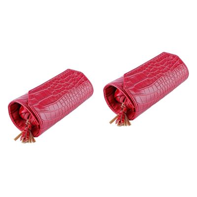 AOKWAWALIY 2pcs Watch Box Jewelry Roll Bag Portable Jewelry Organizer Travel Organizer Bags Chain Necklace for Men Jewelry Bag Jewelry Storage Organizer Travel Jewelry Organizer Cloth Red
