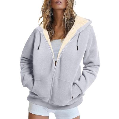 Sales Today Clearance Prime Lightweight Jacket Women Winter Jackets for Women Zipper Casual Hoodie Winter Jacket Jacket (Grey, XXXXL) Placed Recently by Me