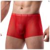 Mens Sexy Boxer Briefs Breathable Sexy Mesh See Through Underwear Bulge Pouch Trunk Underpants Red view 1