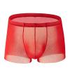 Mens Sexy Boxer Briefs Breathable Sexy Mesh See Through Underwear Bulge Pouch Trunk Underpants Red view 2