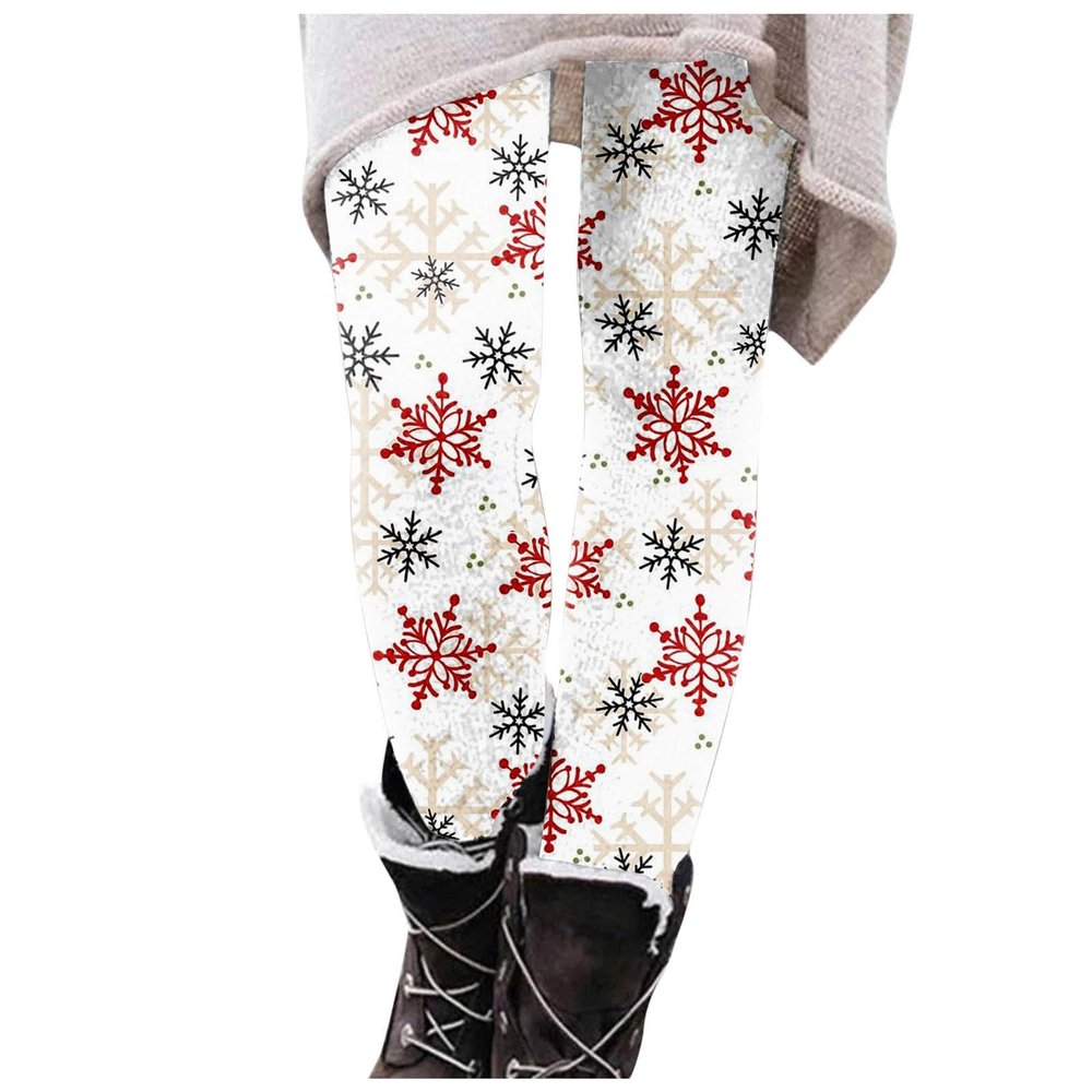 Santa Claus Print Gym Leggings - High Waisted Workout Pants with Tummy Control - Casual Holiday Leggings for Women - 2024 Winter Christmas Outfits (E-Hot Pink, X-Large)