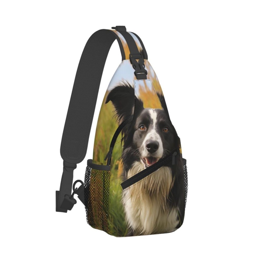 DJUETRUI Sling Bag for Women Men Chest Bag Sling Backpack Mohado Border Collie Dog Crossbody Bag Fanny Pack Daypack for Travel Hiking